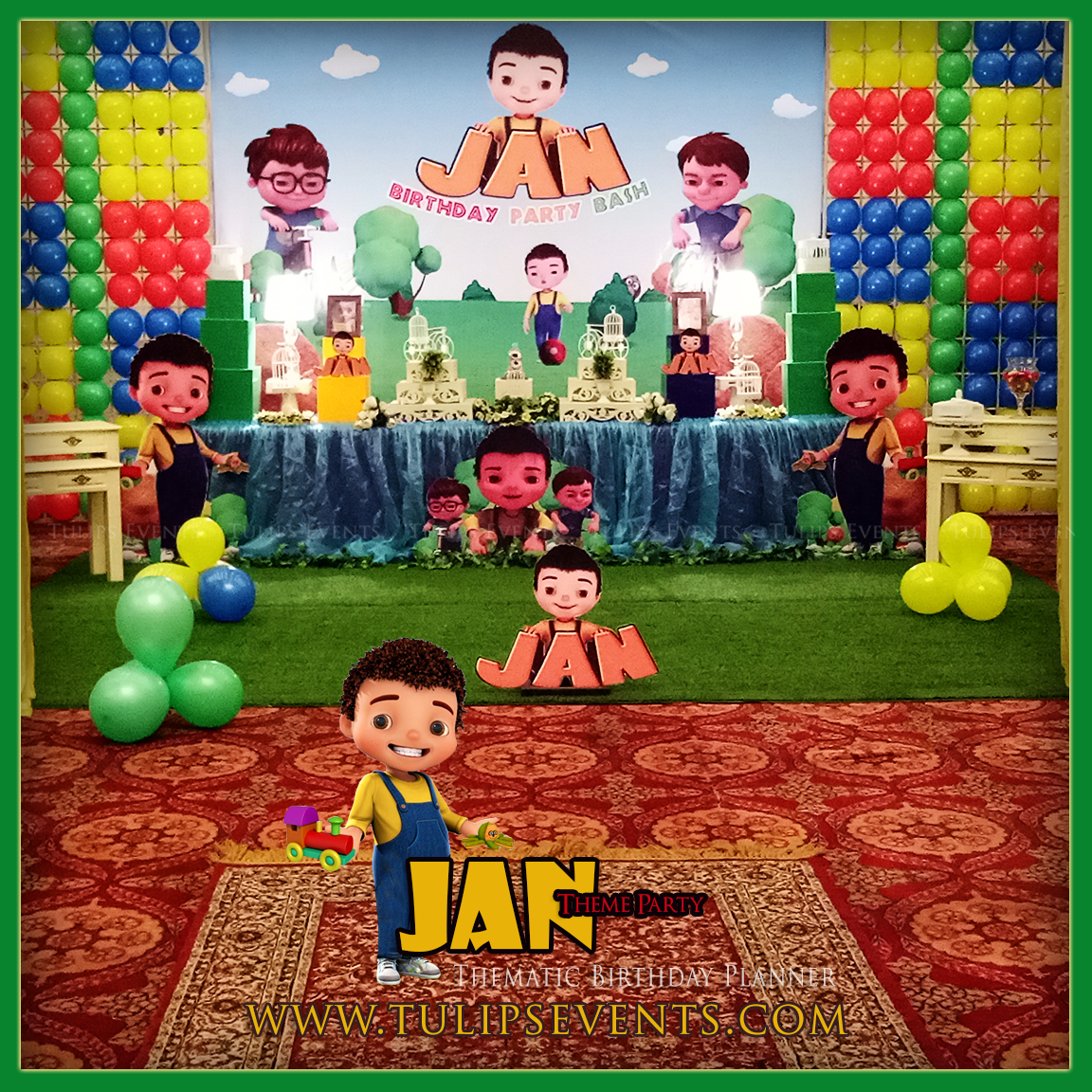 Jan cartoon theme party backdrop decor ideas in Pakistan